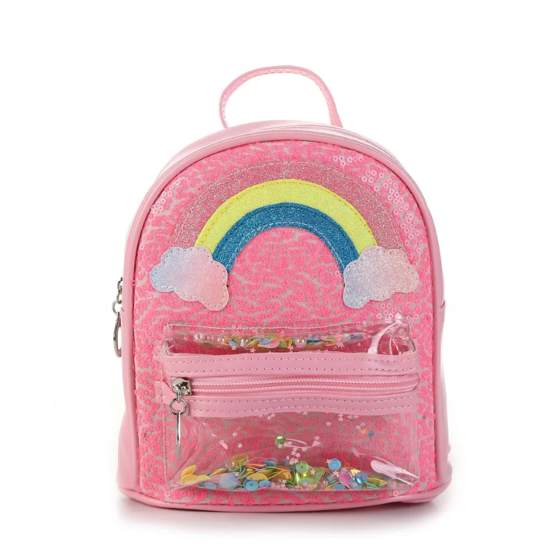 Kindergarten School Bag Sequin Princess Rainbow Children\'s Personality Backpack Cartoon Large Capacity Kids Bag