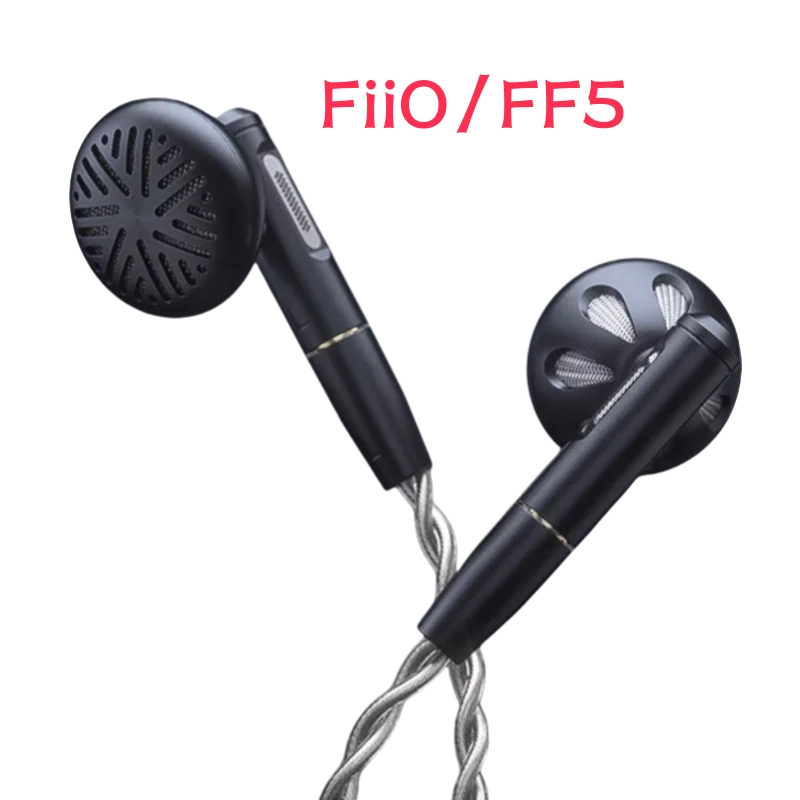 

FiiO/FF5 carbon based diaphragm dynamic coil metal flat head earphones MMCX interchangeable headphone cable HIFI earplugs