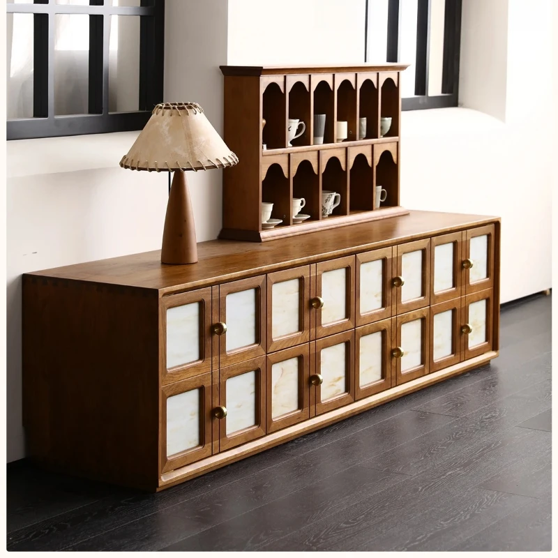 

Ретро шкаф для телевизора из вишневого дерева, маленькая квартира, простота из массива дерева, комбинированный напольный шкаф для гостиной, аудиовизуальный шкаф