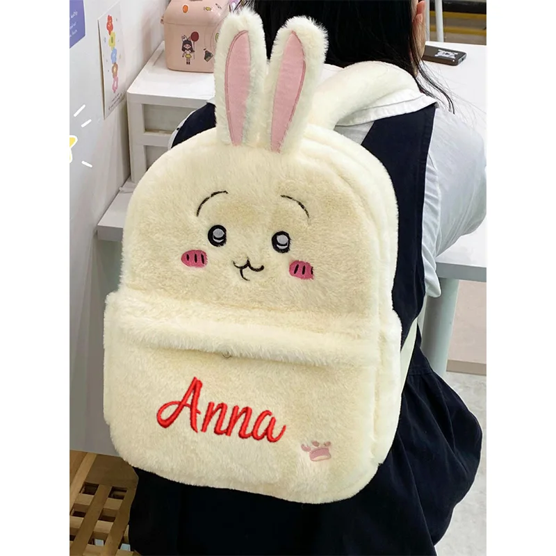 Mochila de conejo personalizada para mujer, bonita mochila de estudiante de dibujos animados, gran capacidad, Campus, nueva