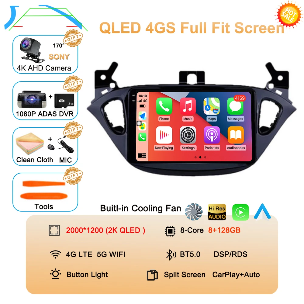 Android 16 Auto voor Opel Corsa E 2015-2019 voor Opel Adam 2013-2016 Multimedia Videospeler Radio Carplay Auto GPS WIFI+4G Stereo