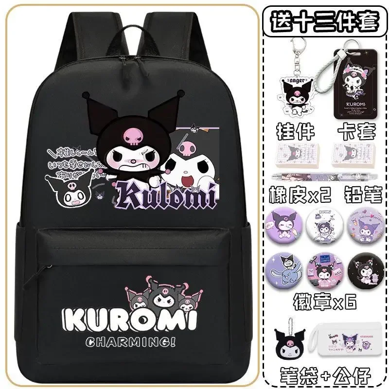 Sanrio Coolomi Mochila de Grande Capacidade para Crianças, Mochila Feminina, Proteção da Coluna, Impermeável, Durável, Estudante, Novo