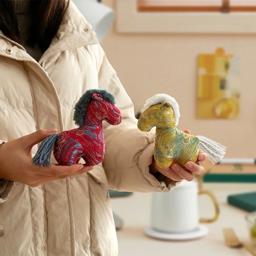 PP Cotton Stuffed Zodiac Horse Plush Dolls Simulated Bristles Chinese Style Year of The Horse Mascot Soft Mascot Doll