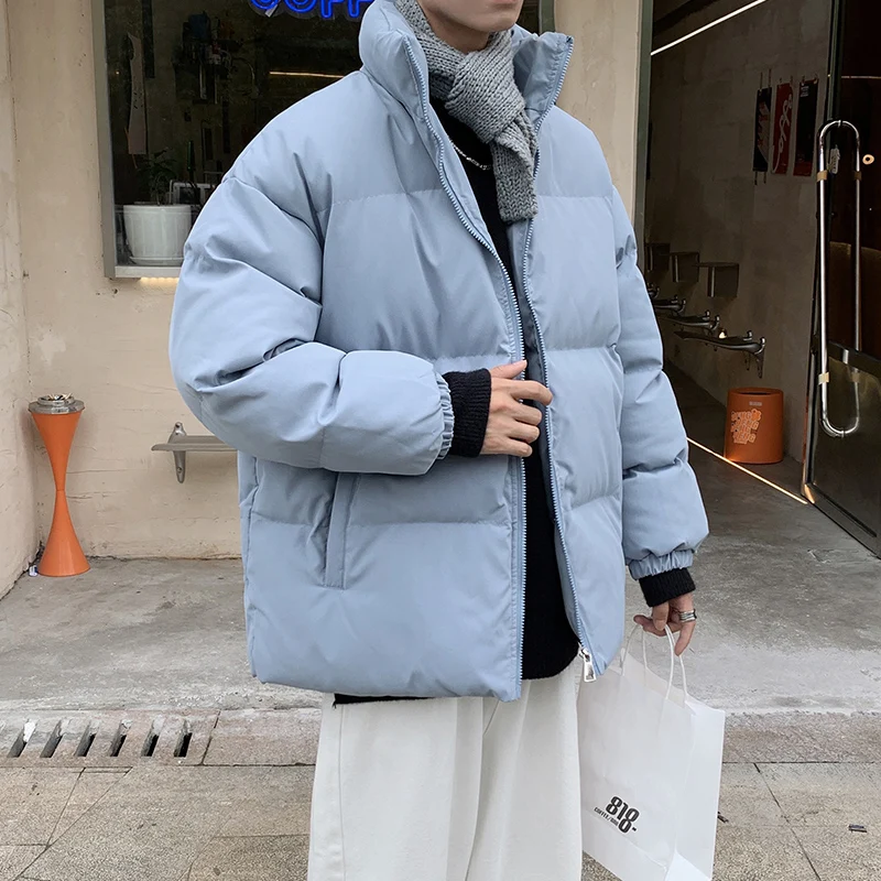 Streetwear Harajuku Inverno Quente Parkas Homens Sólidos Casuais Jaqueta Fria Dos Homens Oversize Casacos de Inverno das Mulheres