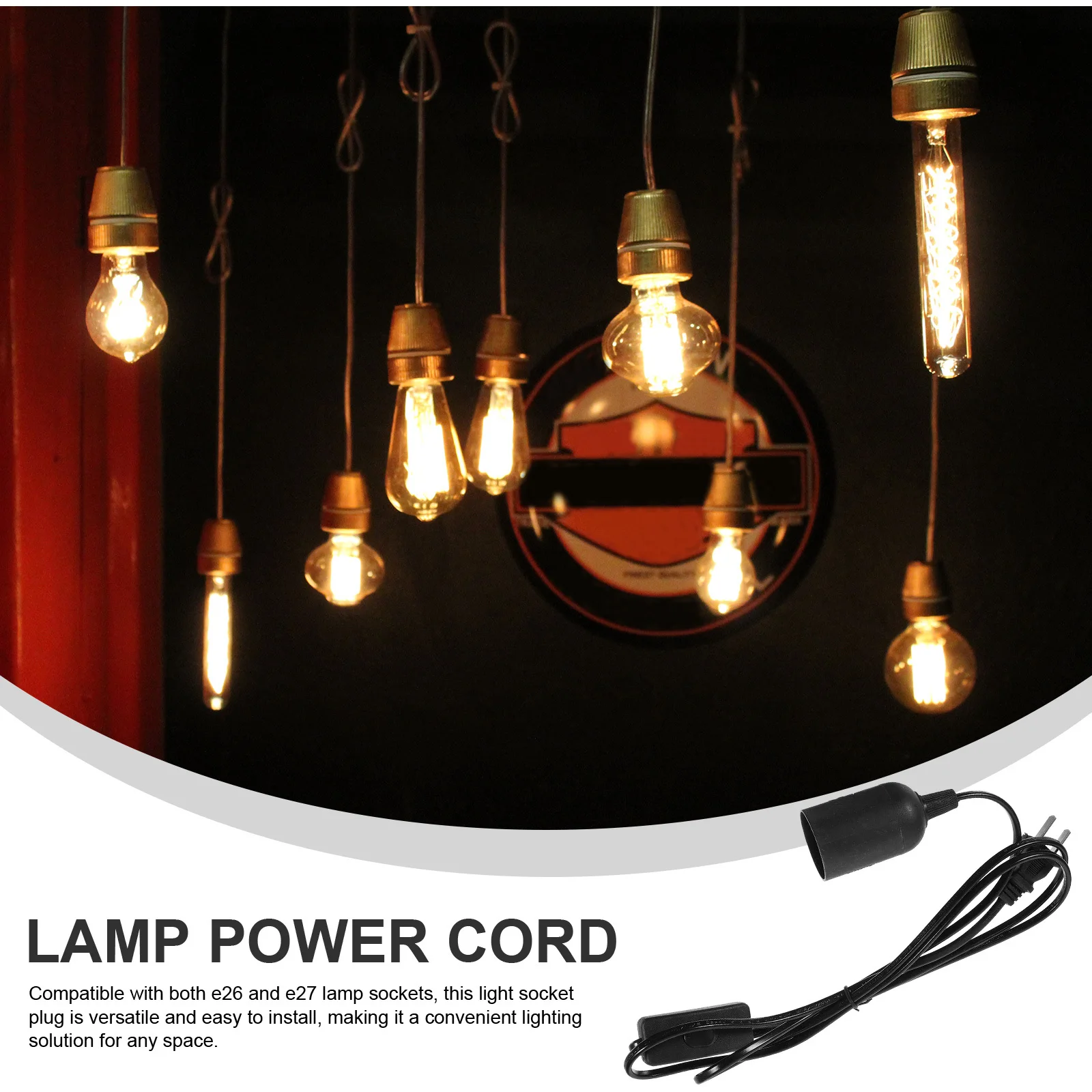 

2Pcs Pendant Lamp Socket Plug Black Hanging Light Cord Compatible with E26 E27 Socket 6ft Extension Cable Lamp Cord with