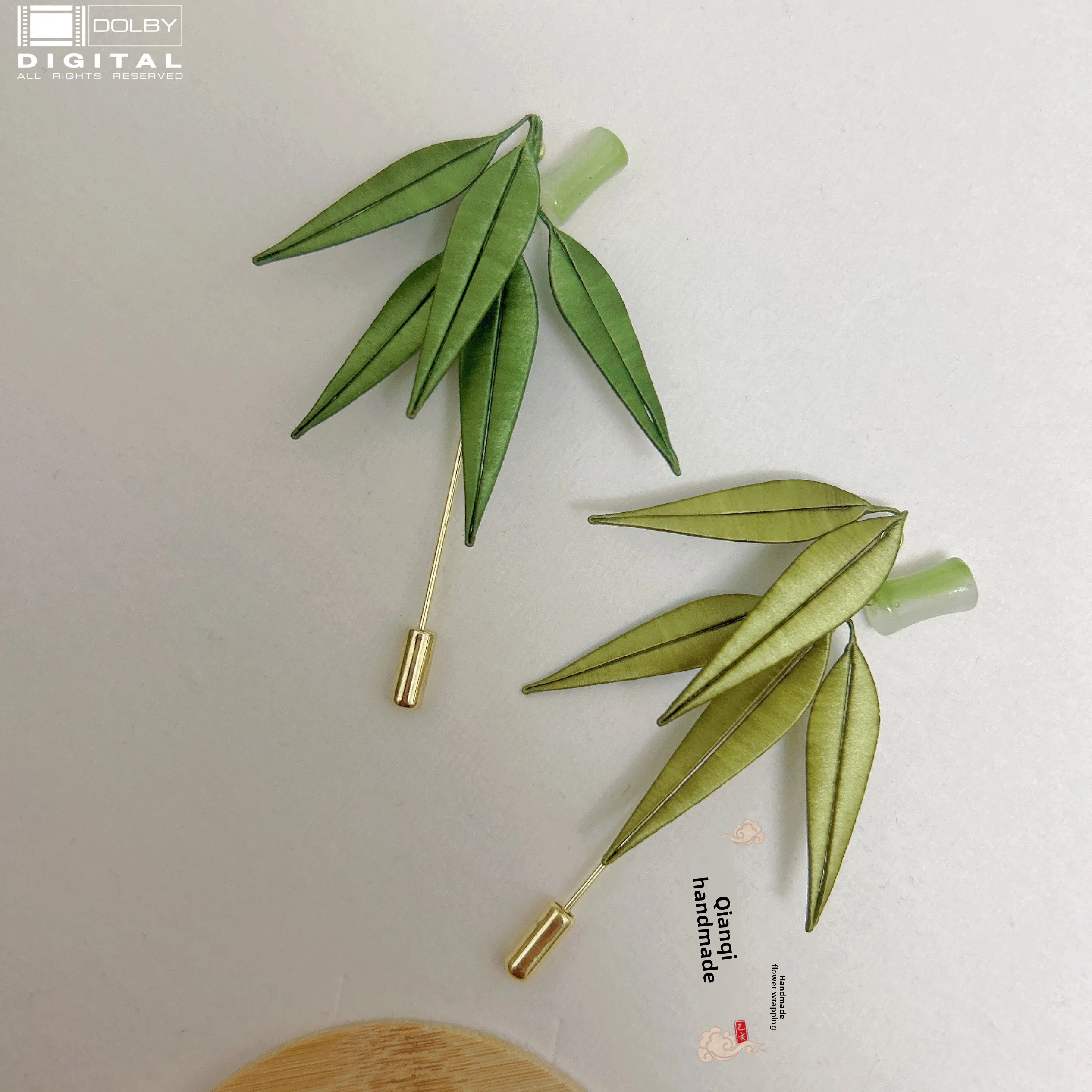 Handmade Chinese Chanhua Bamboo Leaf Brooch Hanfu Qipao Accessory Elegant Gift For Friends Daily Wear Pin In Various Green Tones