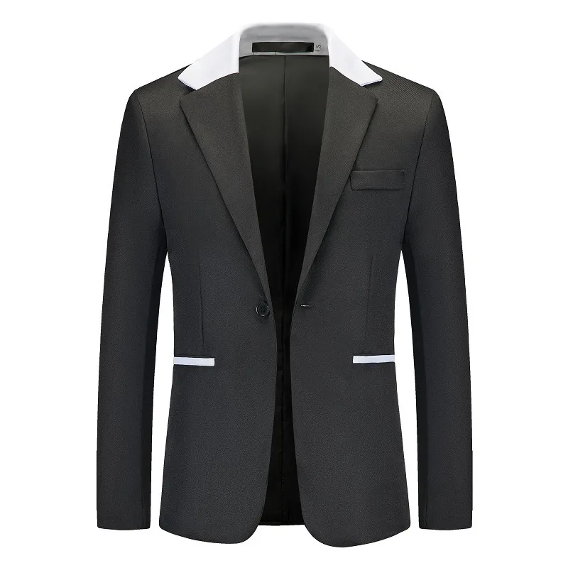 

2024 Foreign Trade New European and American Large Size Fashion Color Block Suit Men's Trendy Casual Suit Coat Men's
