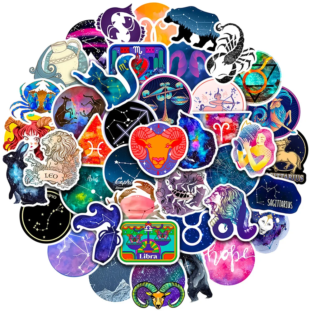 10/30/50PCS The Twelve Zodiac Signs Graffiti Stickers Creative Cartoon Decal Notebook Phone Guitar Skateboard Waterproof Sticker