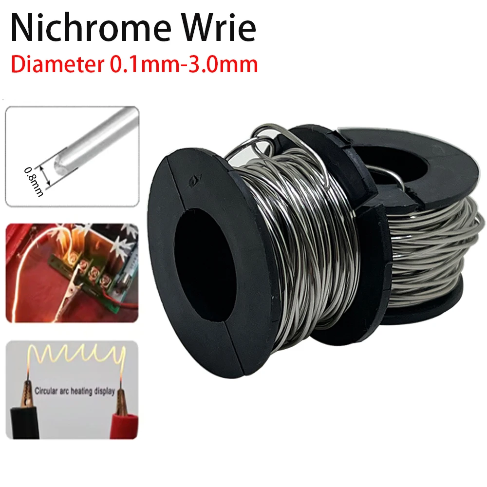 

1/5 roll 0.1mm - 3.0mm Nichrome Wire Cr20Ni80 Heating Wire for Foam Cutting & Electric Heating Resistance Wire DIY Length