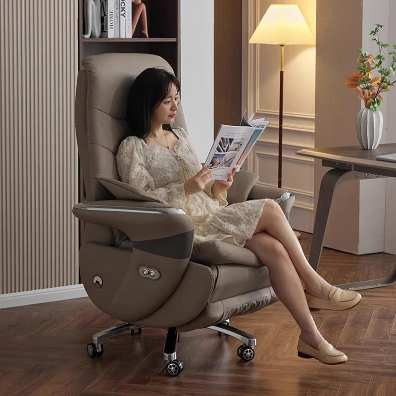 

Relaxing Recliner Office Chairs Computer Modern Comfort Sedentary Office Chairs Leather Luxurious Furniture Chaise Bureau LLOC