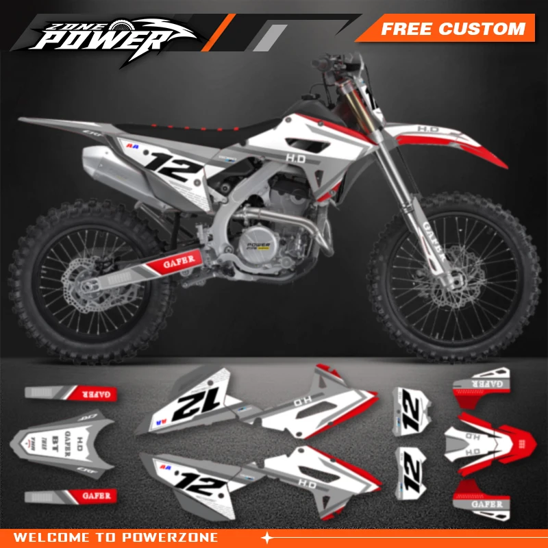 Powerzone Motorcycle Graphic Decal Stickers Kits For Honda CRF250RX 2022-2024 CRF450RX 2021-2024 Number Name Customize 07