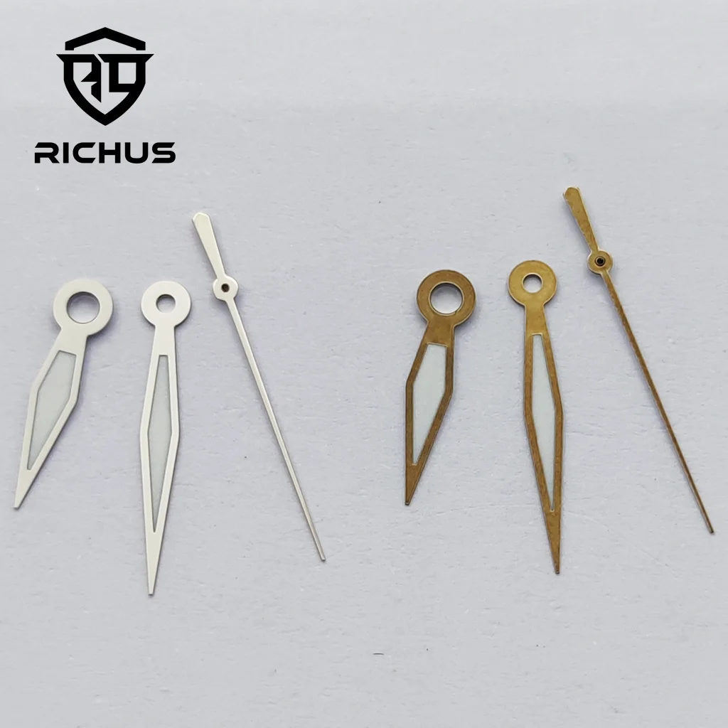 RICHUS 실버 브라운 시계 바늘 녹색 야광 NH34 NH35 NH36 무브먼트 시계 액세서리