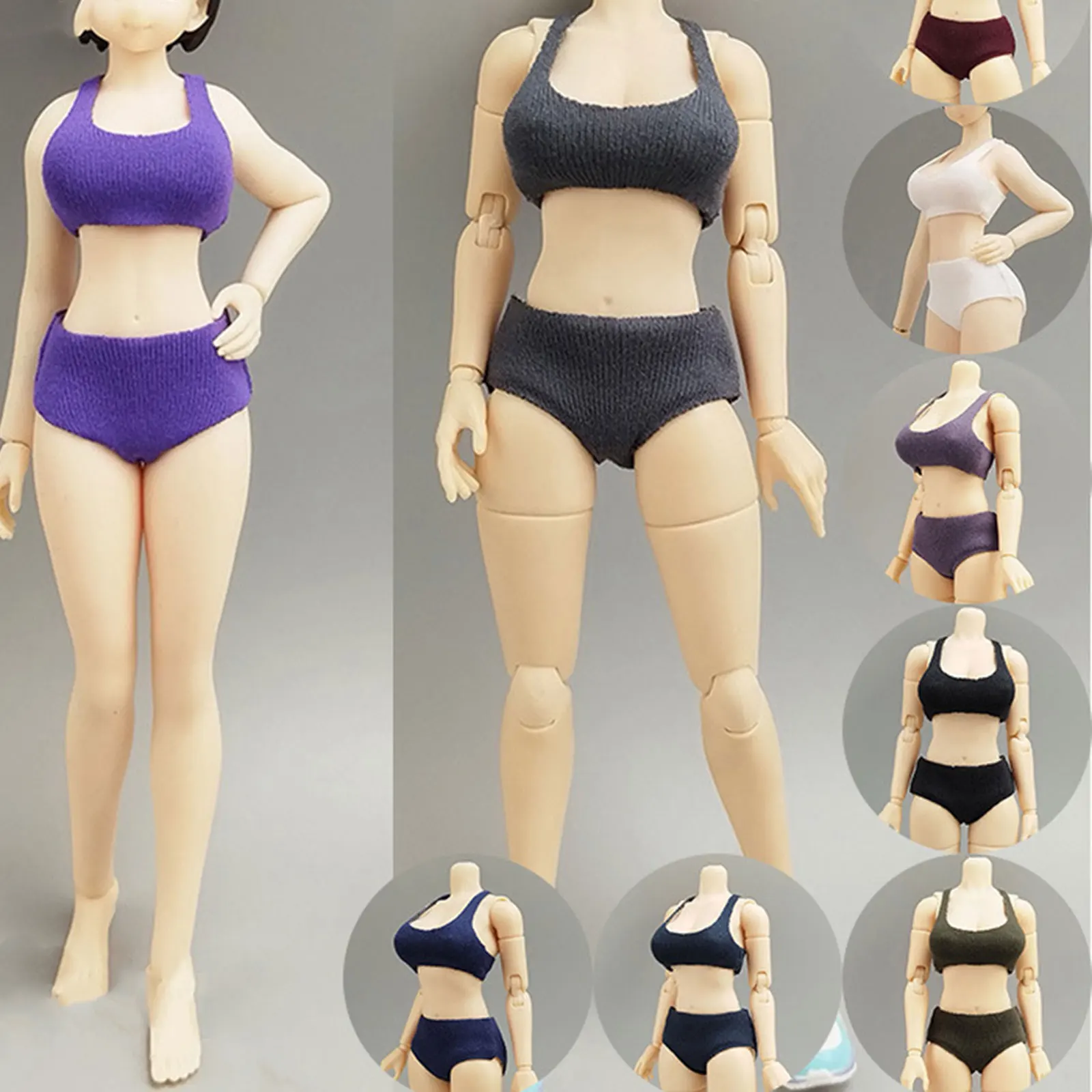 1:12 Scale Sports Bra Shorts Set Fancy Dress Lightweight Casual Miniature Doll Model Clothes for 6 inch Female Figures Costume