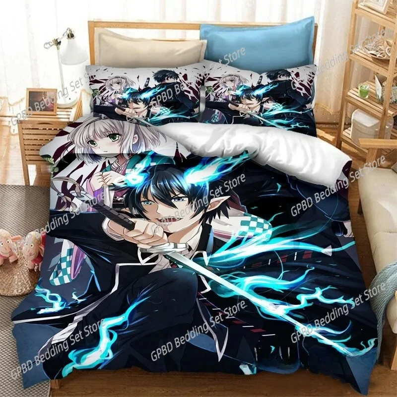 Fashion 3D Printing  Anime Blue Exorcist Bedding Set Duvet Covers Pillowcases Comforter Bedding Sets Bed