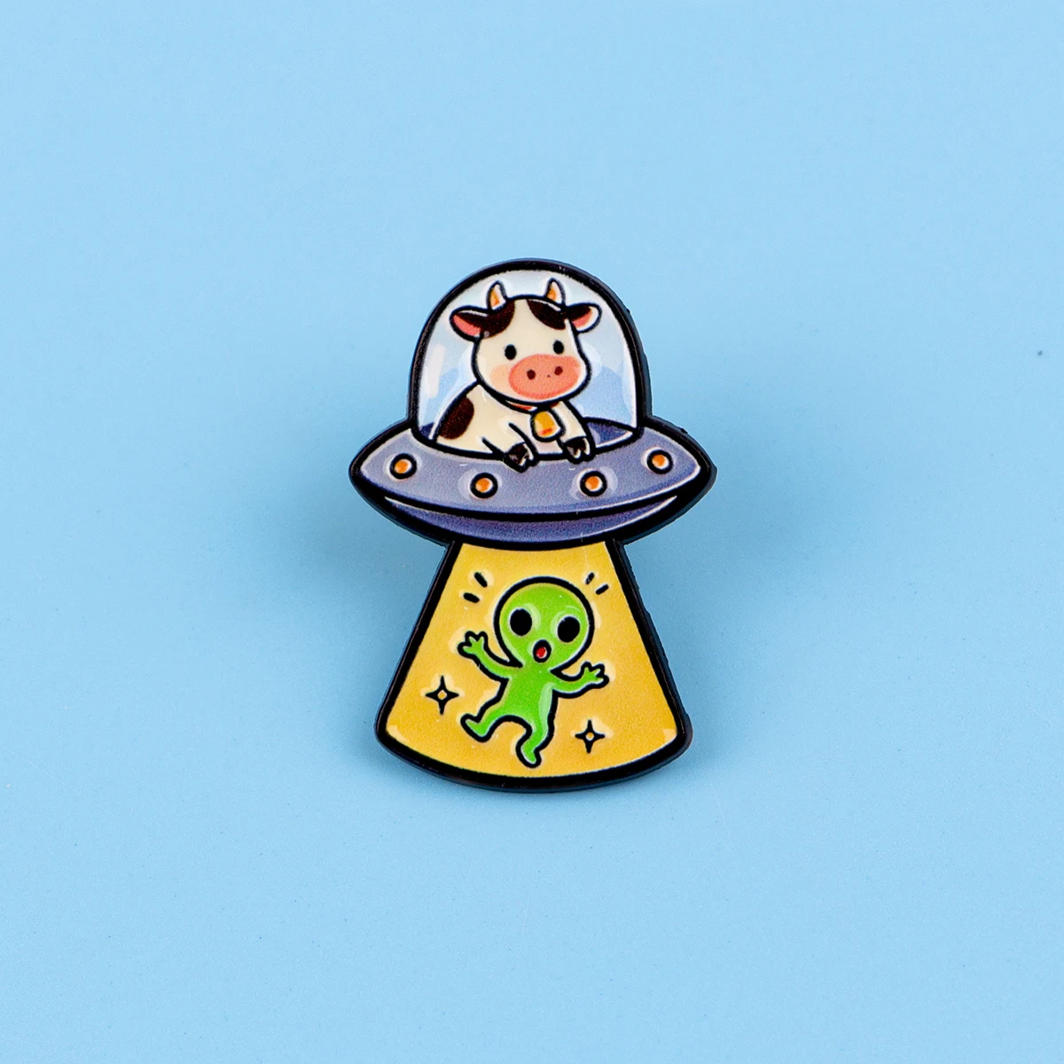 UFO-Kuh-Alien-Emaille-Pin Cartoon-Brosche Anstecknadeln Abzeichen für Rucksack Kleidung Accessoires Modeschmuck Freunde Geschenke – Detail 4