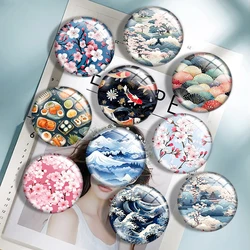 Japanese Sakura Chiyoki Pattern 12mm/16mm/20mm/25mm/30mm demo flat back making mixed 10pcs Round photo glass cabochon findings