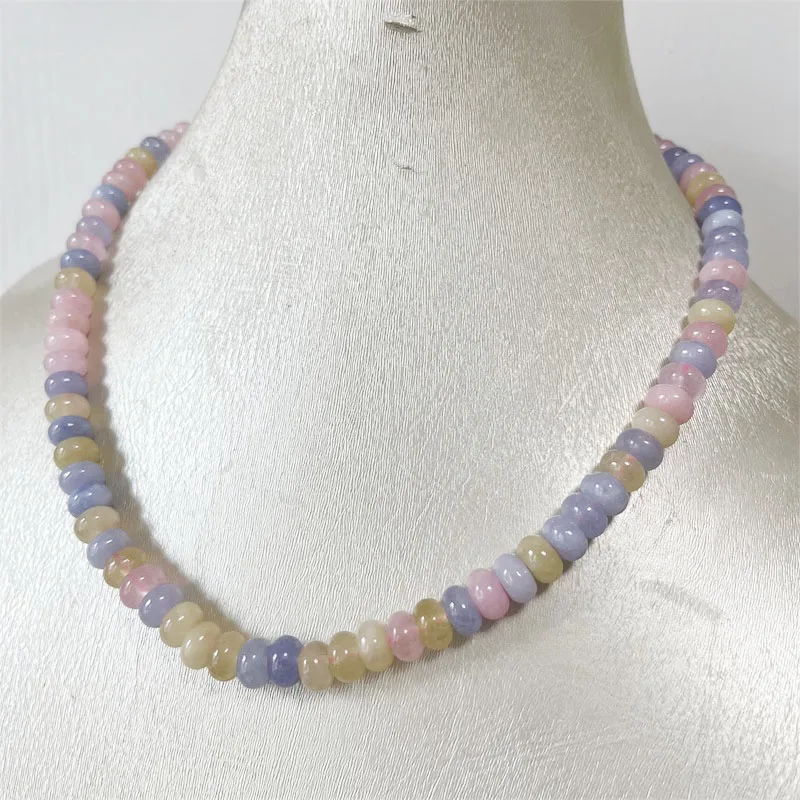 

5*8 мм овальное ожерелье с морганитом, синий, розовый, зеленый, бусины из натурального камня, ювелирные изделия, здравоохранение, колье с драгоценными камнями, исцеление, йога, женский