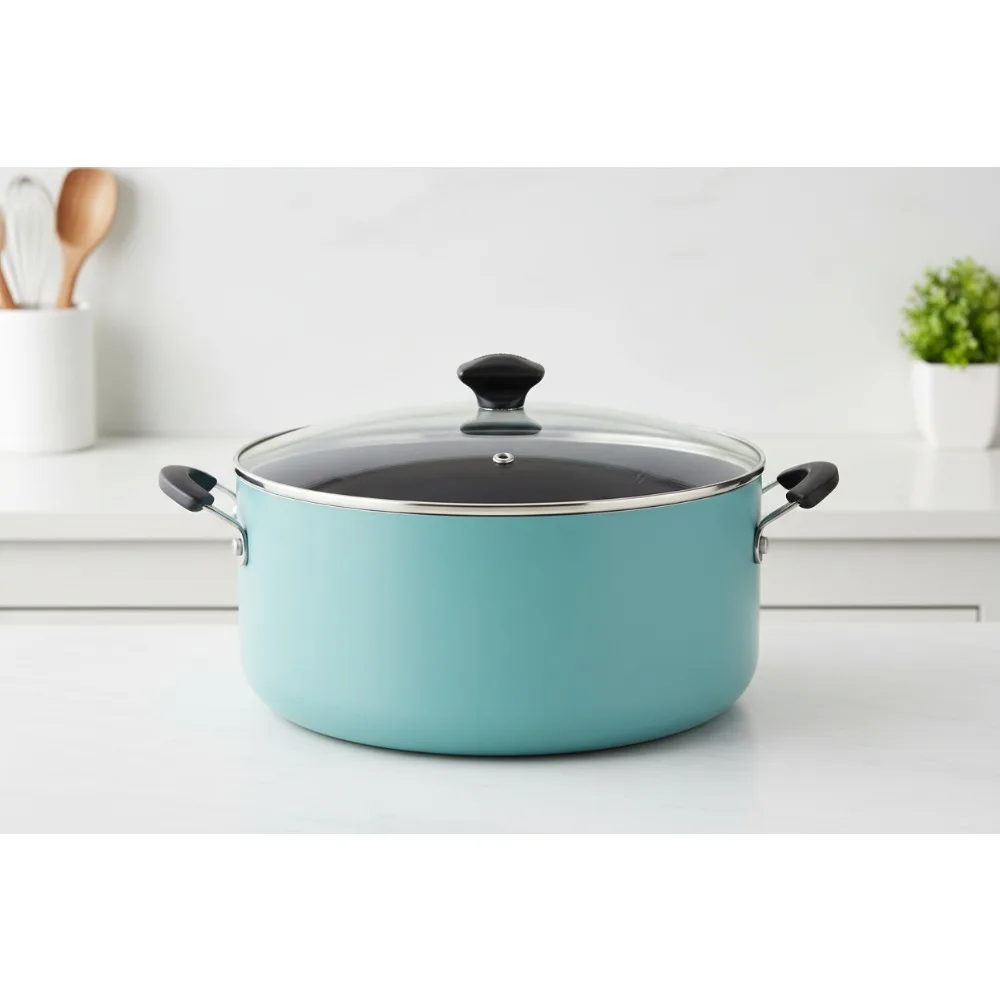 

Кастрюля с антипригарным покрытием на 10,5 литра со стеклянной крышкой — ровный распределение тепла, легкая очистка для семейной приготовления пищи