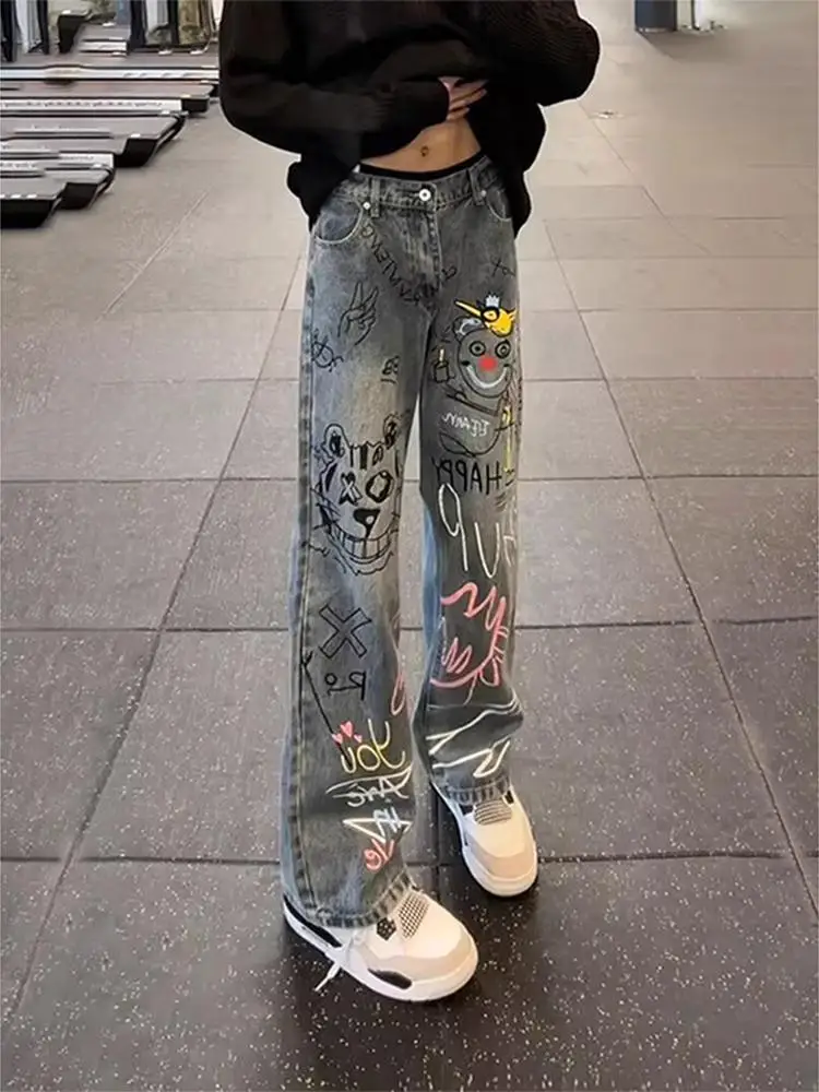 

Мужские джинсы в стиле ретро, синие, весенне-осенние, с высокой талией, свободные, прямого кроя, повседневные, винтажные, стильные