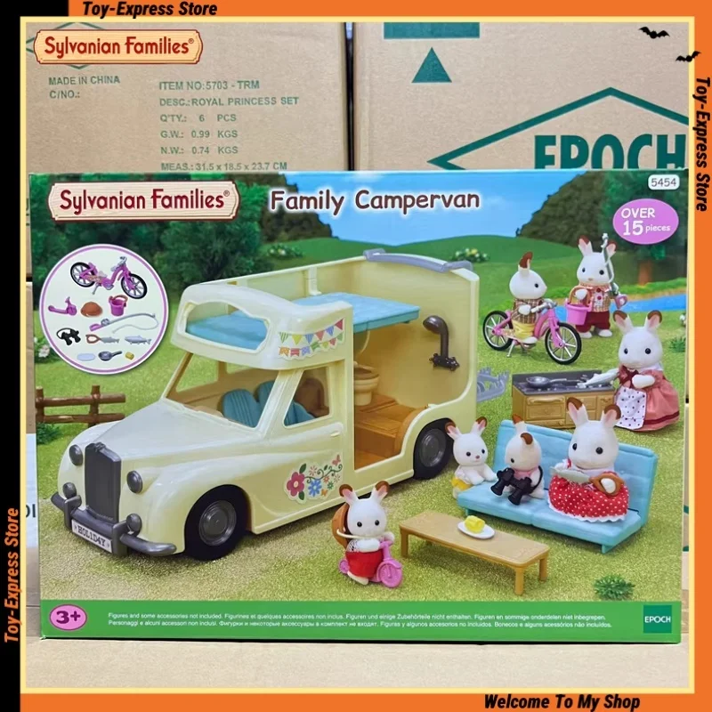 إكسسوارات عائلات سيلفانيان كاليكو كريترز ألعاب أطفال بناتي نموذج سيارة مصغر دمية أرنب ألعاب تخييم عائلية للأطفال