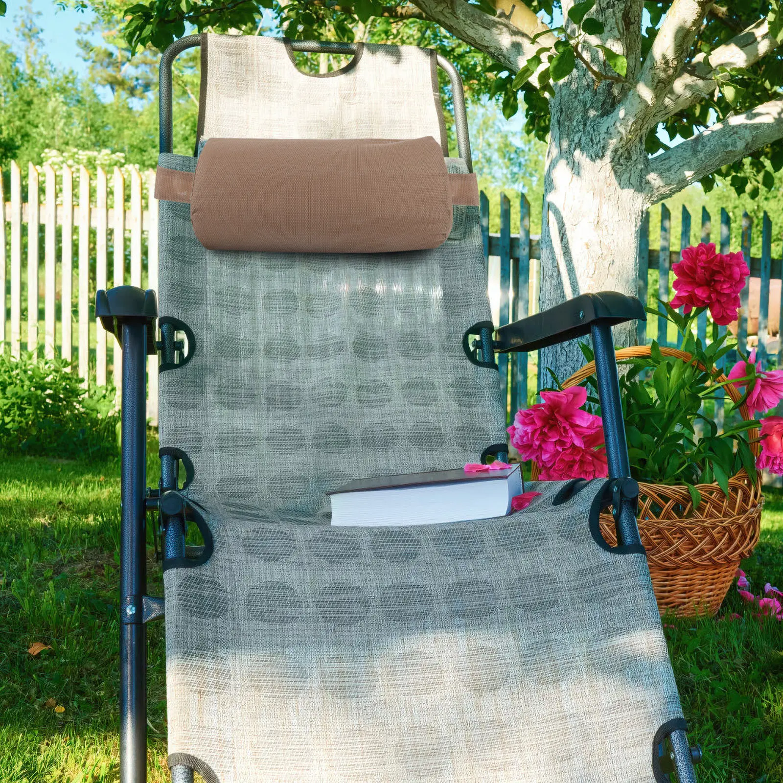 

Headrest Pillow Deck Chair Neck Support Elastic Strap Soft Breathable Sponge Cloth Beach Chair Cushion Home Office Car Head