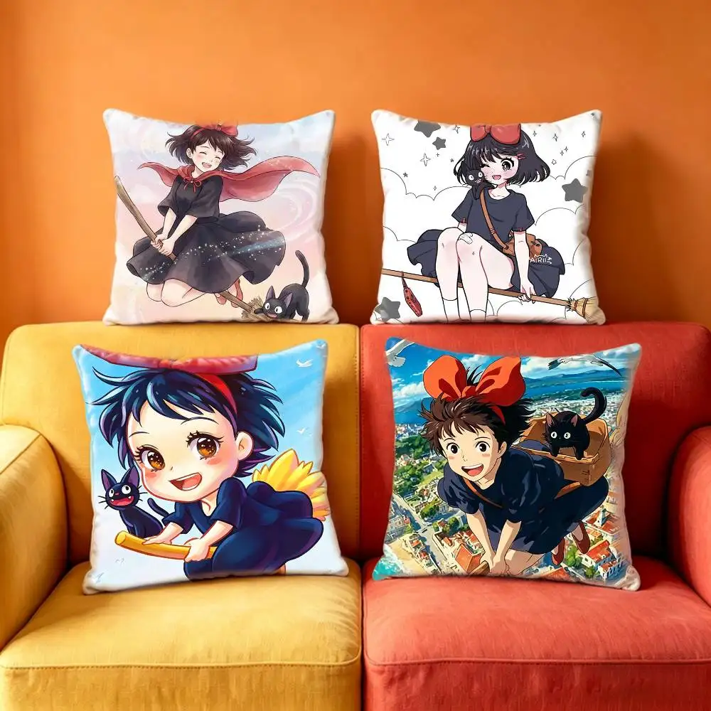 K-Kikis D-Delivery Anime  Pillow Case Sofa Living Room for Bedroom car Headboard Backrest Cushion Square Cushion Nap Time