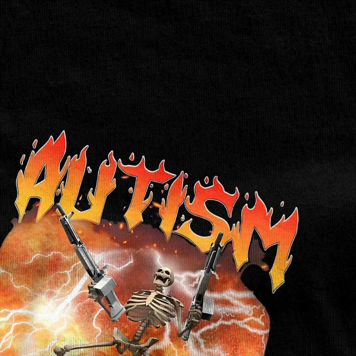 Funny Autism Burning Skeleton Meme Autistic T Shirt Men Vintage Cotton T-Shirts Beach O-Neck Trendy Cool Tee Shirt Big Size Tops