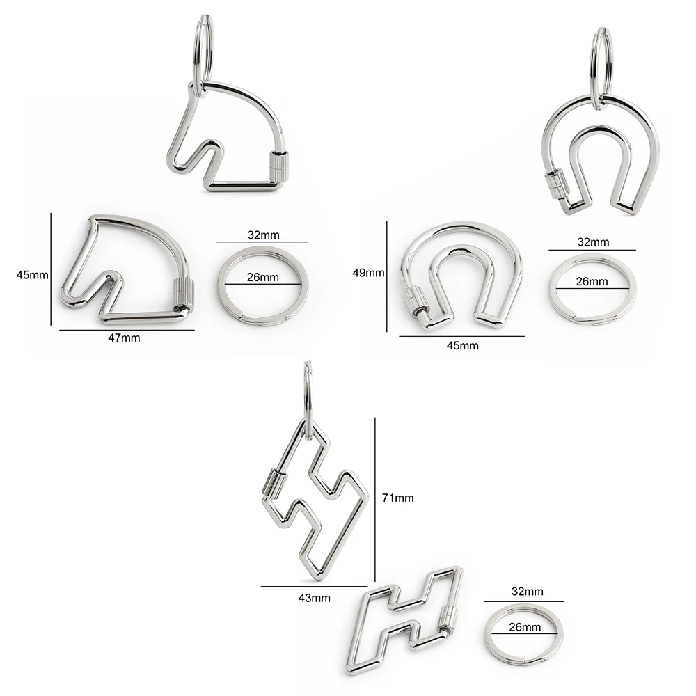 1/3/5Sets Silver Stainless Steel Handmade Keychain Bag Charm Suitable For Horse Head Handbag Shoulder Strap Decorative Pendants