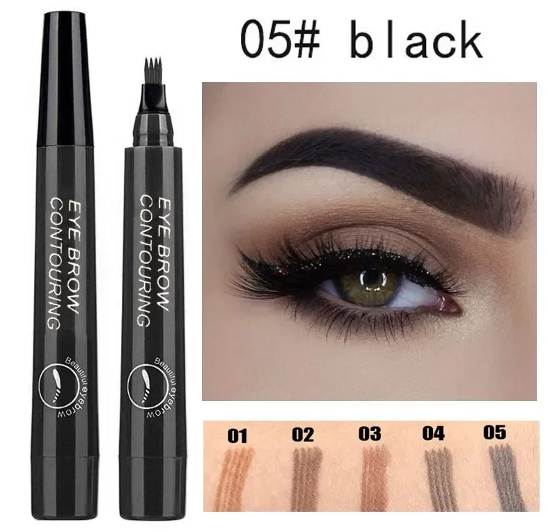 5-Color Four-Pronged Eyebrow Pencil Eyebrow Brush Split Liquid Waterproof Long-Lasting Eyebrows Enhancer Pencil Eyebrow Shadow