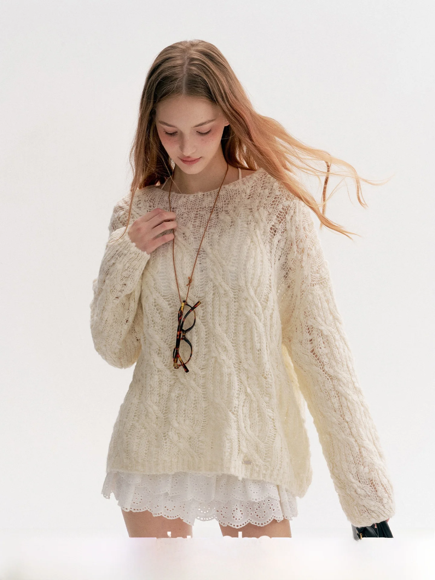 

Вязаный свитер-кардиган Kroche Autumn White Peony с пушистой текстурой, из смесовой шерсти, с длинными рукавами, для женщин, повседневный стиль