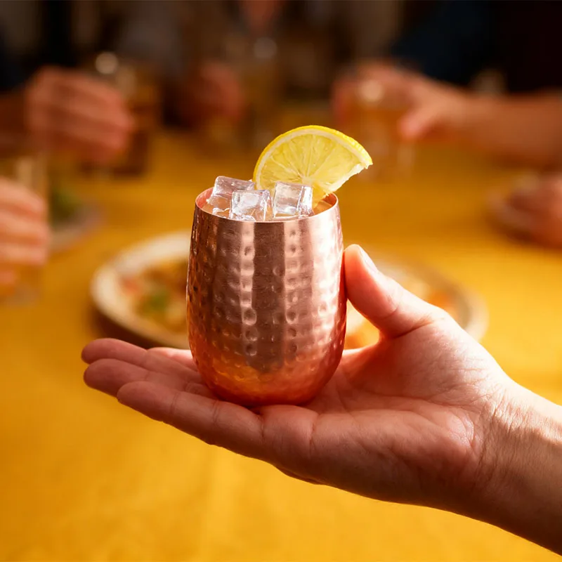 كوب البغل النحاسي في موسكو 400 مللي بهلوان نحاسي مطروق بدون مقبض ولا قاعدة أدوات للشرب مقاومة للصدأ للحفلات المنزلية والمقهى #4