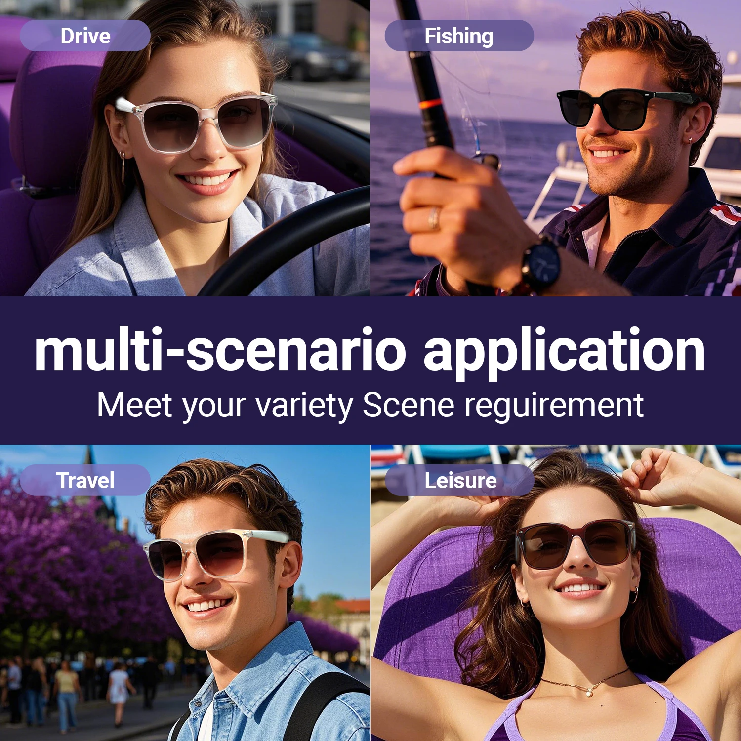 GY500 Smart Glasses 100+ Online Language AI Automatic Dialogue Translation Bluetooth Glasses With Speaker Sports UV Protection