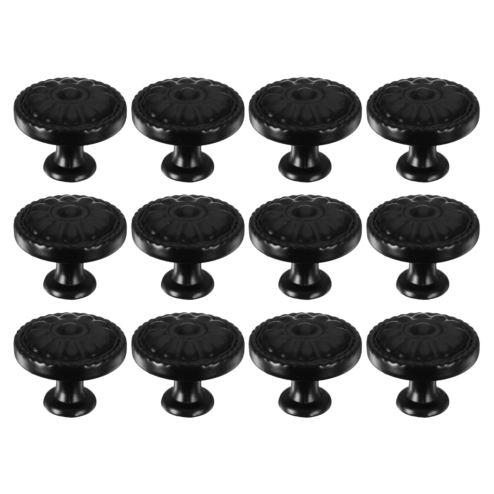 

1Set Aluminum Alloy Black Flower Drawer Pulls Round Handles Modern Cabinet Knobs for Kitchen Bedroom Office Furniture