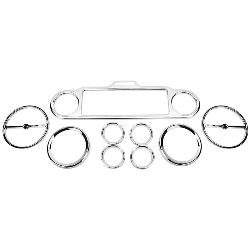 

9Pcs Motorcycle Dashboard Frame Decorative Stereo Accent Speedometer Cover Trim Ring Set For Harley Street Road