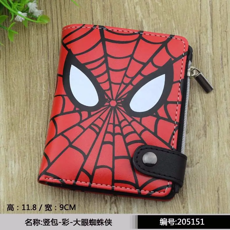 Hot Toys Anime Marvel Spider Man Peter Parker Vertical Colorful Spider Man with Big Eyes Foldable Wallet Cartoons Cosplay Gifts