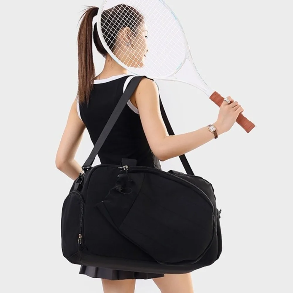 Large Capacity Tennis Racket Bag Solid Color Multi-functional Tennis Crossbody Bag with Shoe Compartment Dry-wet Separation