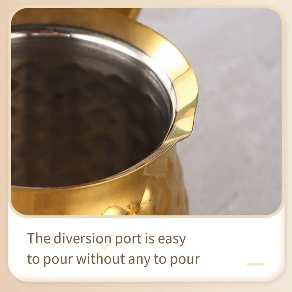 Durable Handcrafted Turkish Coffee Pot Handle Stable Milk Warmer Lid Stainless Steel Heating Pot Butter