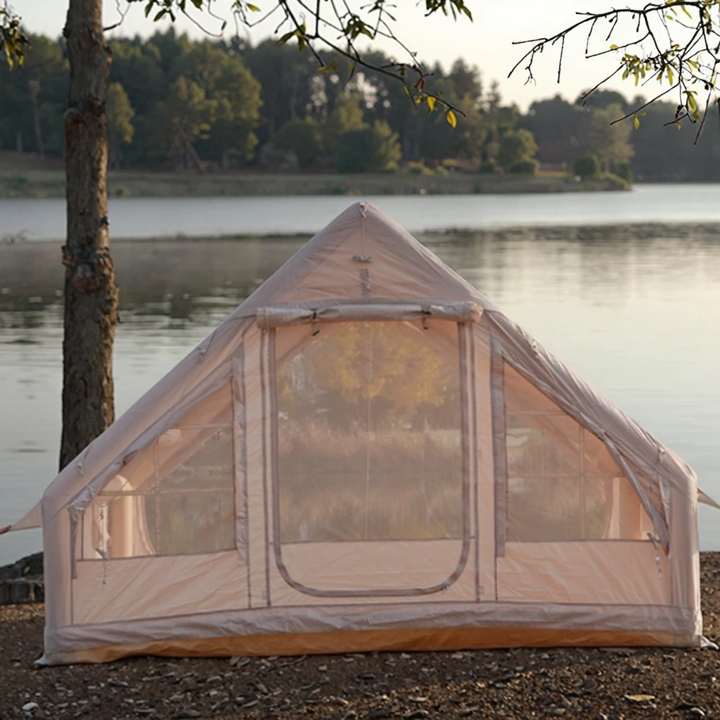 6.3m Outdoor Manual Inflation Portable Camping Tent Oxford Fabric Single Door Light Blocking 4-6 People Capacity