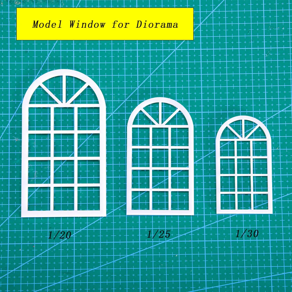 

1pc Scale Miniature Window Model 1:20 1:25 1:30 ABS Plastic Window Architecture Building Kits Dollhouse Decoration for Diorama