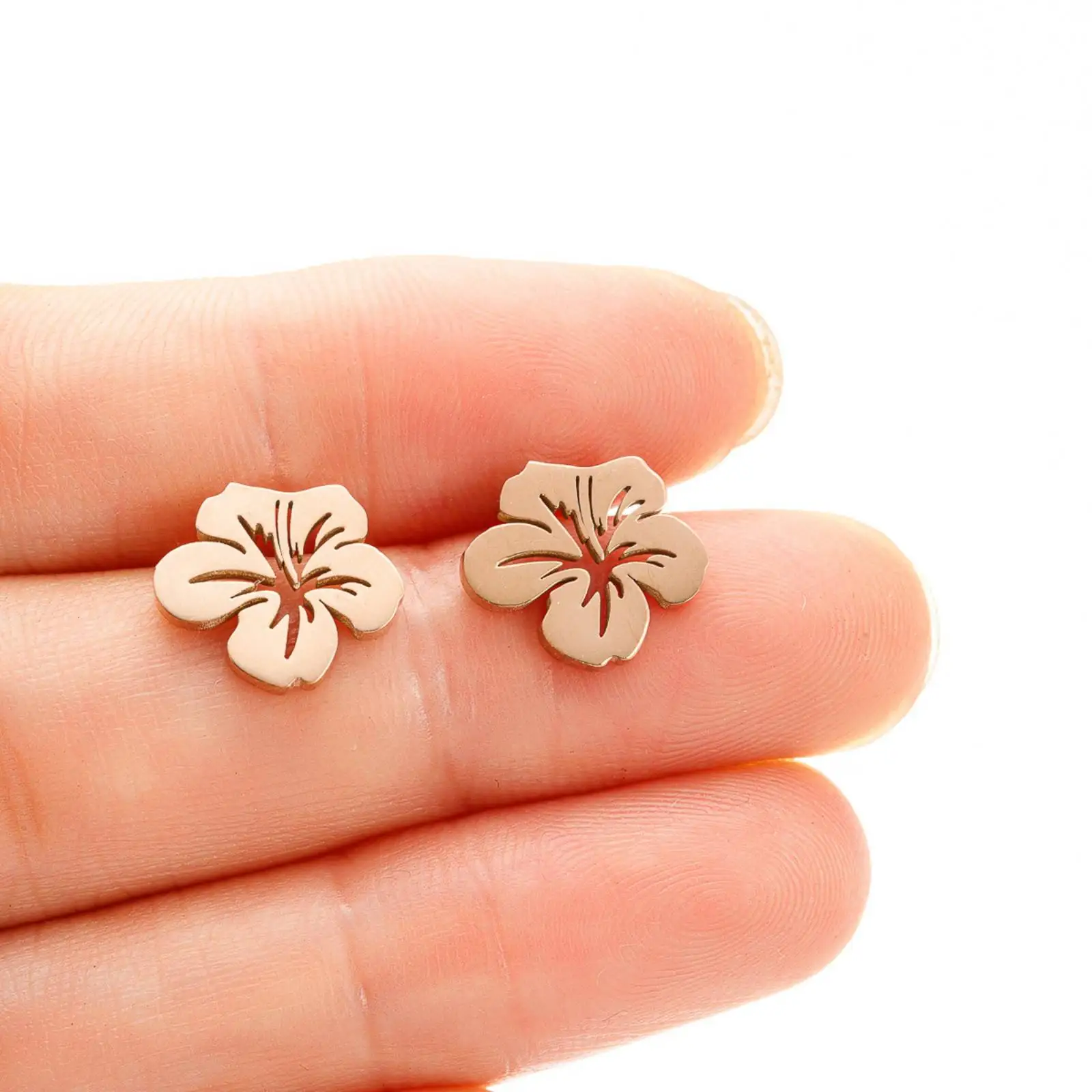 Edelstahl-Blumen-Ohrstecker, hohle Blumenohrringe für Damen, Sommer-Strand-Schmuck, Geschenk – Detail 6