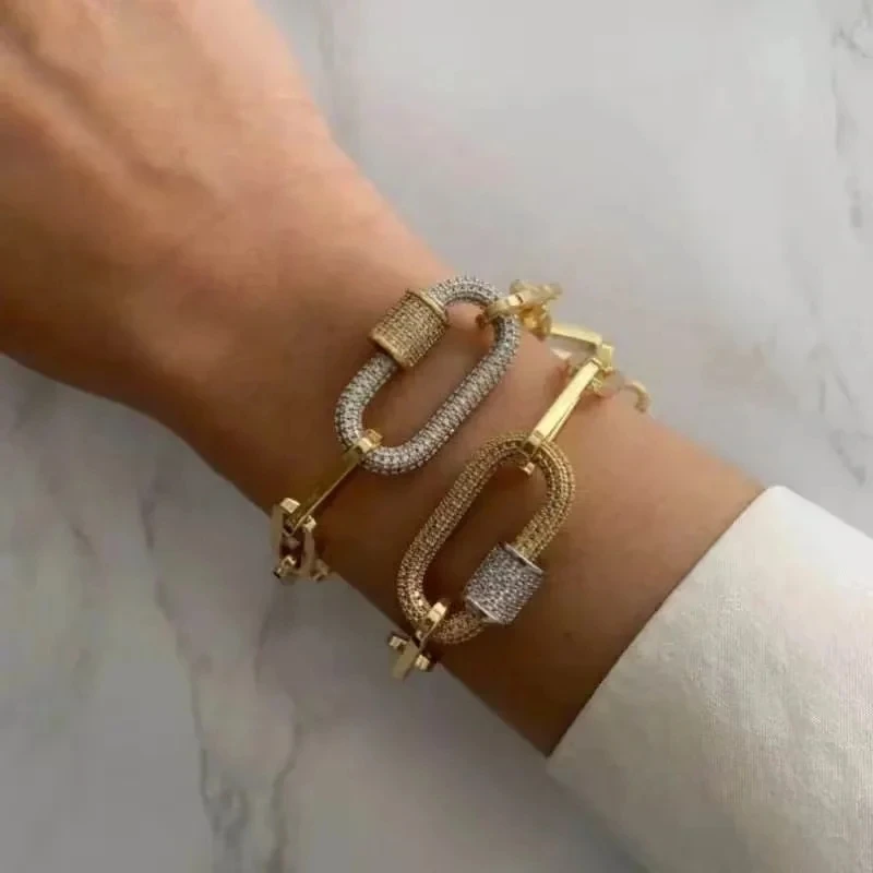 New Climbing Button Charms Jewelry Accessories,Brass Inlaid Zircon Carabiner Clasp Pendant Necklace Bracelet Connector Jewelry