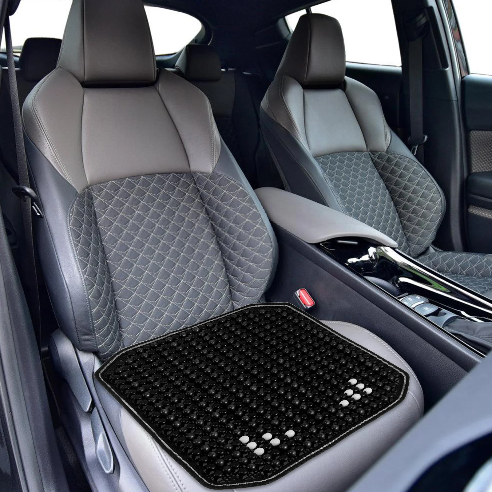 

Beaded Car Seat Cushion Set Ergonomic Design Non Slip Natural Wood Breathable Cooling Seat Cover for Comfortable Driving Vehicle