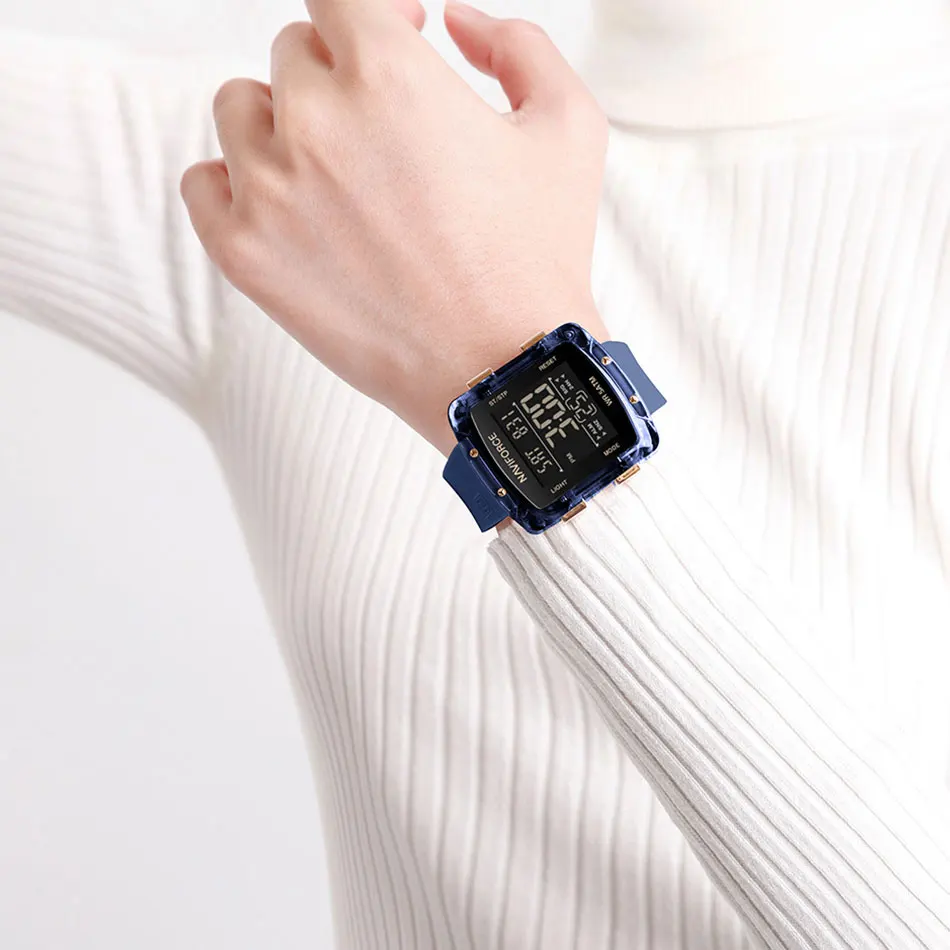NAVIFORCE Fashion Digital Watches Women Sports Watch Waterproof 50M Square Electronics Digital Watches LCD Women's Wristwatch