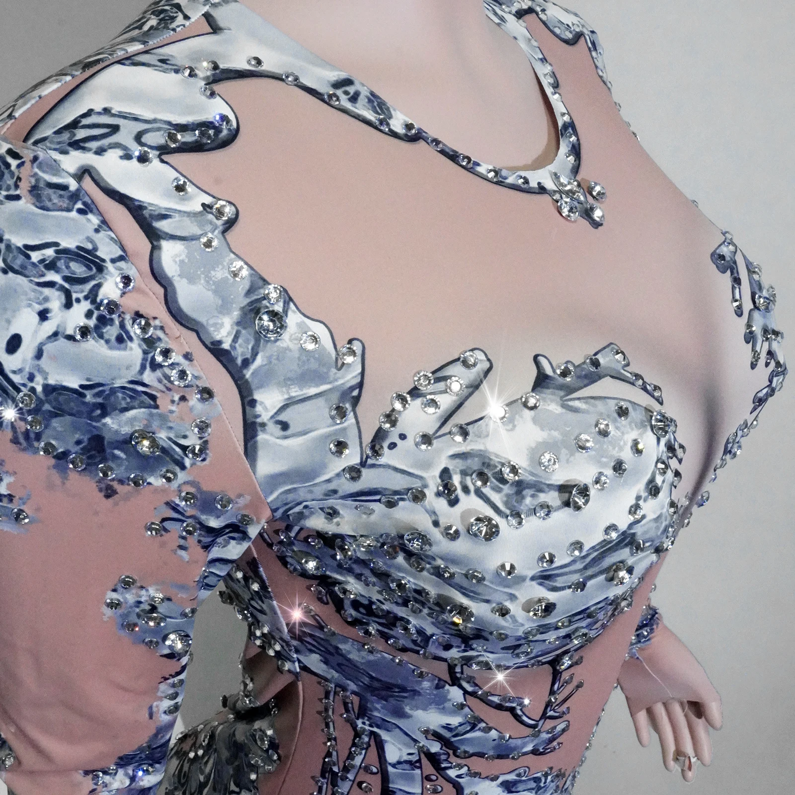 Funkelnder silberner Strass-Body, große Party, Nachtclub, Abschlussball, Bar, Konzert-Outfits, Bühnensängerin, Show, Tanztrikot, Queen Wear