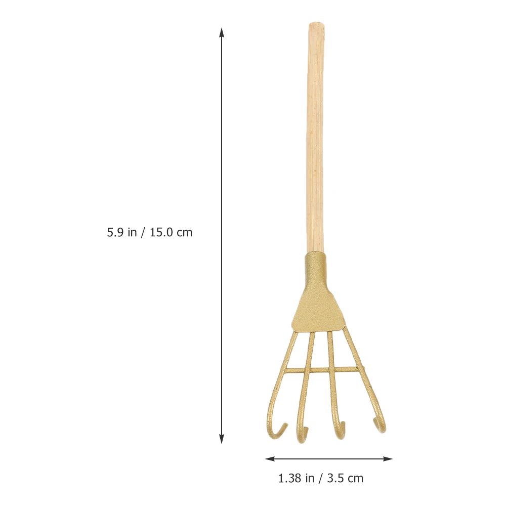

5pcs Mini Rake Ornament Vintage Style Home Decor Desktop Sand Table Accessories Incense Ashes Crafts Garden Tools