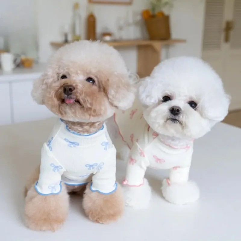 Cute Pet Dog Clothes Winter Bow Coat Bottom Shirt Pet Hoodie Teddy Coat Dog Pomerania Small Dogs Sweater Winter Puppy Clothes