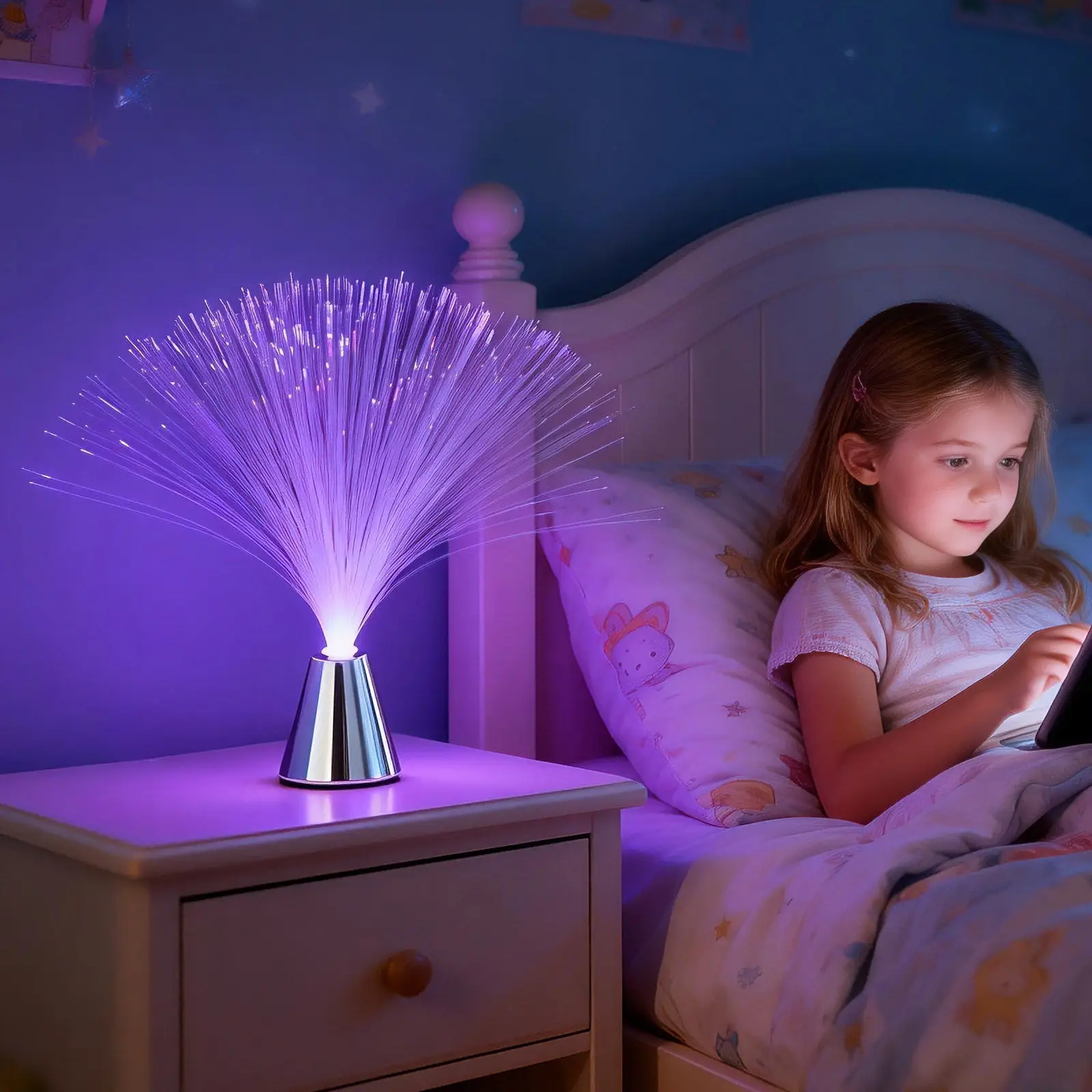 

Набор из 4 оптоволоконных ламп: уникальный источник света с изменением цвета, декоративное освещение для спальни, вечеринок и украшения стола