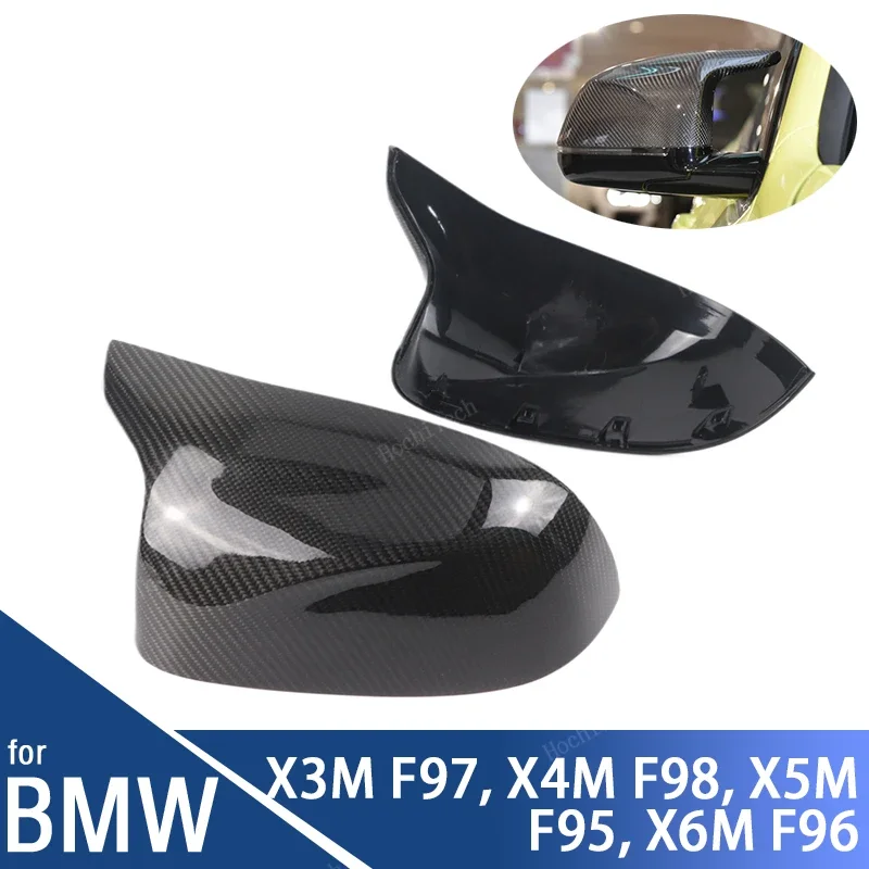 1 pair Real Carbon Fiber Rearview Side Mirror cover Caps for BMW X3M F97 X4M F98 2019-2024 X5M F95 X6M F96 2020-2024 Replacement