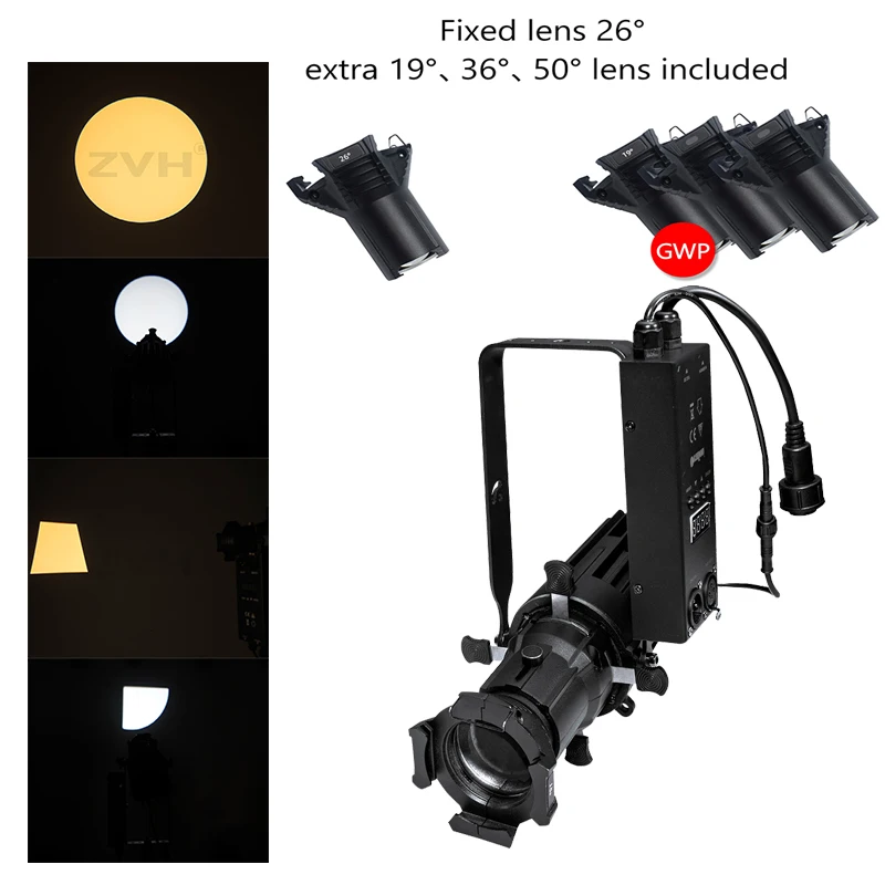 40W LED Light COB Leko 2IN1 or Warm White DMX Control Profile Lamps Stage Lighting Follow Projector Show Ellipsoidal Spotlight