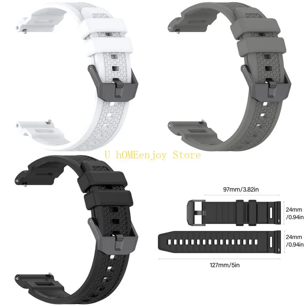 B0KF Sweat Resistant Silicone Watch Band 24mm Watch Accessories for  Smartphones